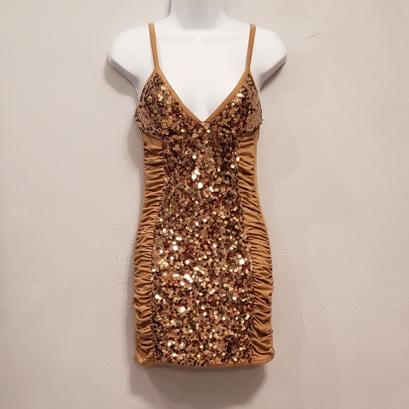 Wet Seal Dresses & Skirts - Gold Sequin Dress
